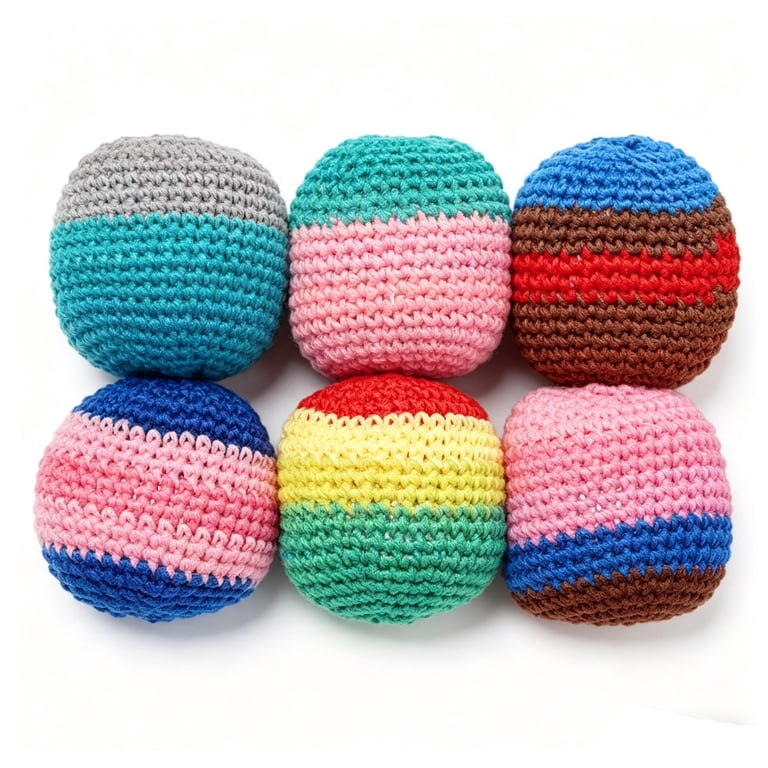 6 Sacos Hacky Sack Tejidos A Mano – 5 Cm – Coloridos Y Ligeros – Juego De Equilibrio Y Malabares Para Niños Y Adultos