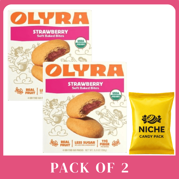 Olyra Strawberry Fruit & Grain Bites Snack Bars, 4 Count (5.3 oz), Pack of 2