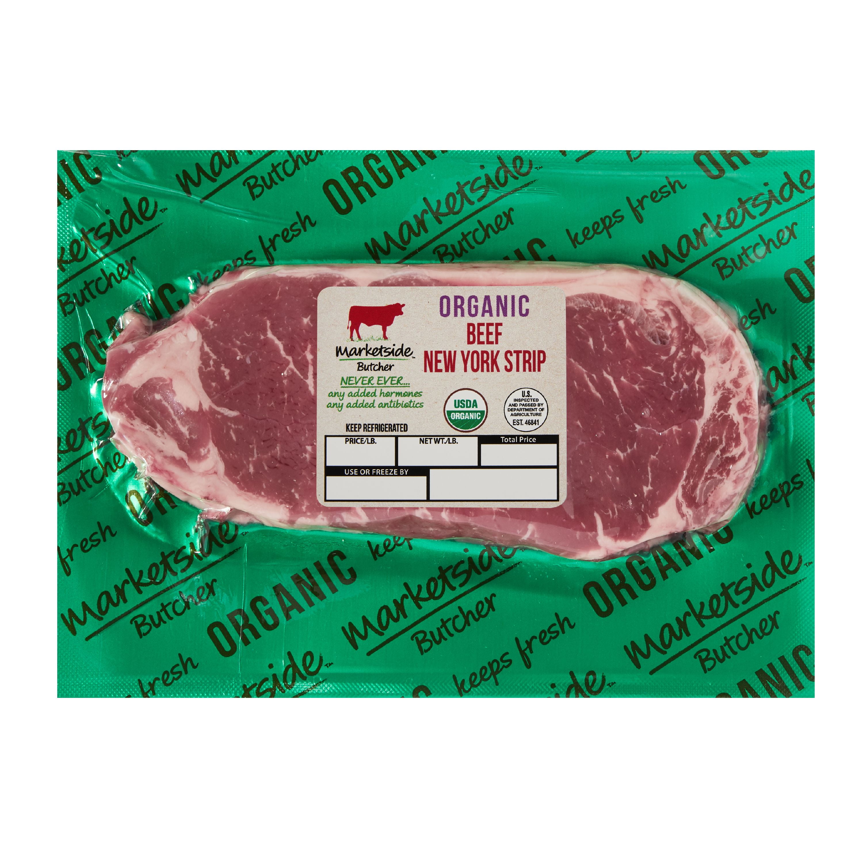 Marketside Butcher Organic Beef New York Strip Steak, .51lb