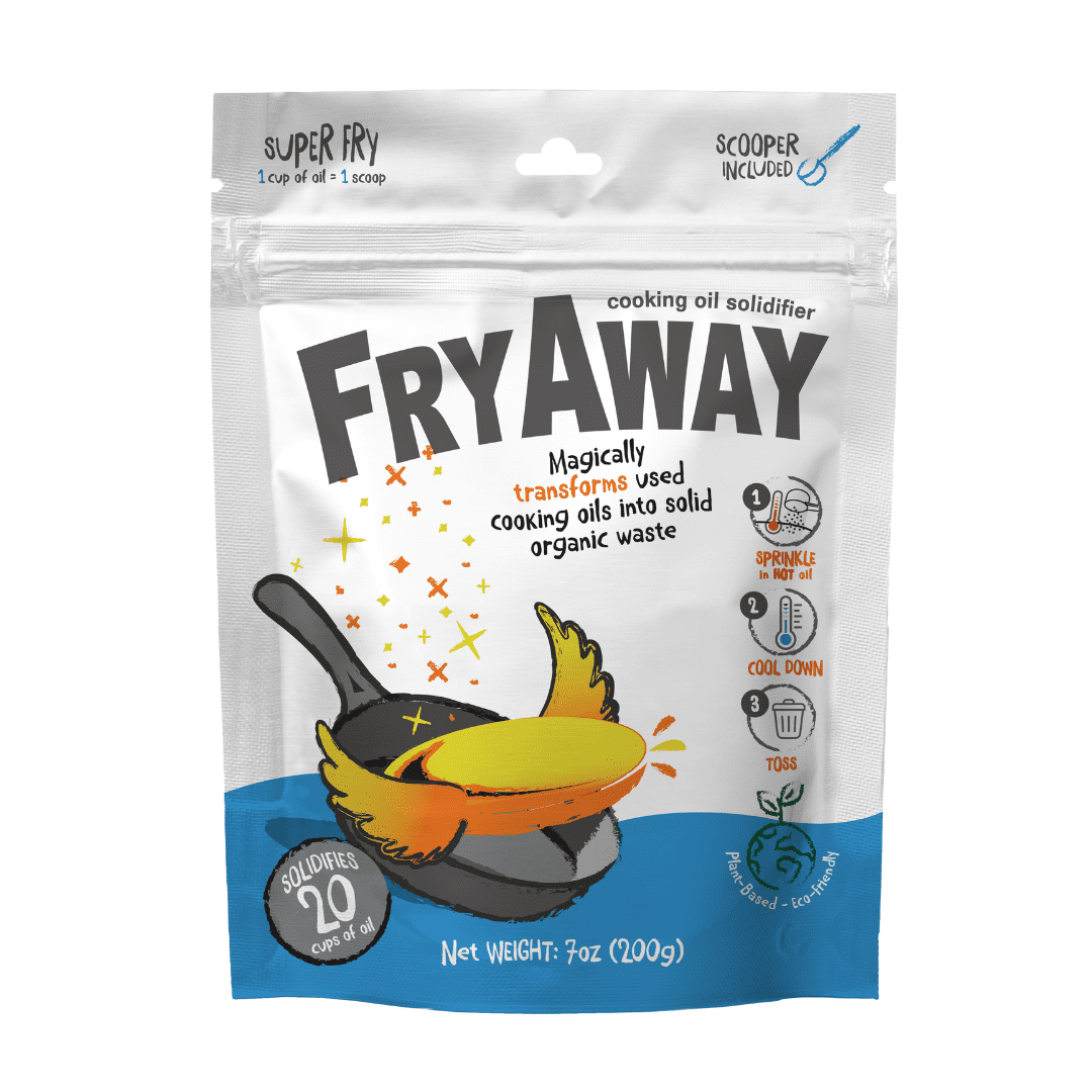 FryAway Super Fry Waste Cooking Oil Solidifier Powder, 100% Plant-Based Cooking Oil Disposal, One scoop per cup of oil, (Scoop Included, 20 Cups/5 Liters)