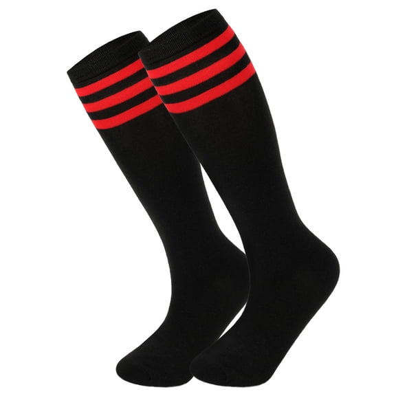 Namzi 1-Pair Knee High Athletic Socks - One Size Fits Most, Knee High Sports Socks for Baseball Football, Soft Cotton-Polyester Spandex Blend Socks,Black Red