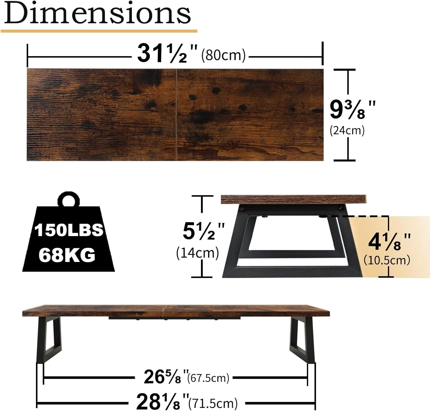 31.5 Inch Dual Monitor Riser Stand for Desk Organization with Storage Shelf