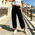 thumbnail image 4 of Samdudou Womens Joggers Curved Hem Lounge Pants Front Patch Pockets Elastic Waist Active Trousers Casual Solid Daily Work Wear, 4 of 6