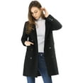 thumbnail image 3 of INSPIRE CHIC Women's Notched Lapel Collar Double Breasted Mid Length Overcoat, 3 of 6