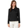 thumbnail image 1 of Blusa elegante Allegra K Cuello Sedoso En V Manga Larga Negro S, 1 of 6