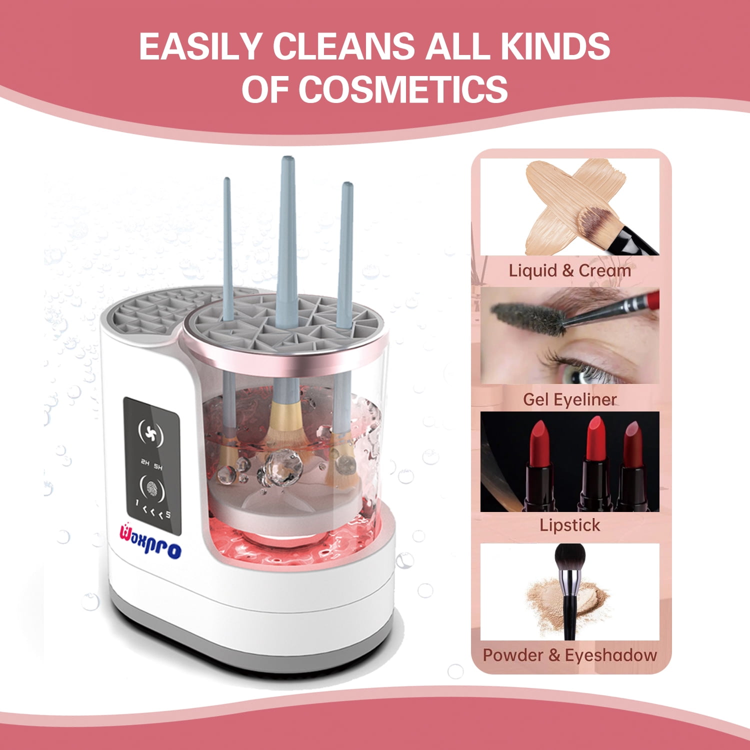 Electric Makeup Brush Cleaner, Automatic 3 in-1 Makeup Brush Dryer & Washer & Holder Combined, Portable Cosmetic Brush Cleaner Dryer Tool for All Size Makeup Brushes
