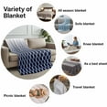 thumbnail image 6 of Flannel Fleece Throw Blanket Navy Blue Lattice White Stripe Lightweight Soft Plush Blankets,Abstract Geometric Minimalist Style Cozy Warm Throw Blanket for Couch Sofa Bed Car Office 60x80in, 6 of 9