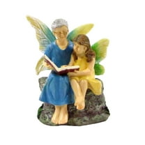 Mini Fairy Girl Grandma Reading Figurine Garden Accessory Miniature Outdoor Ornament