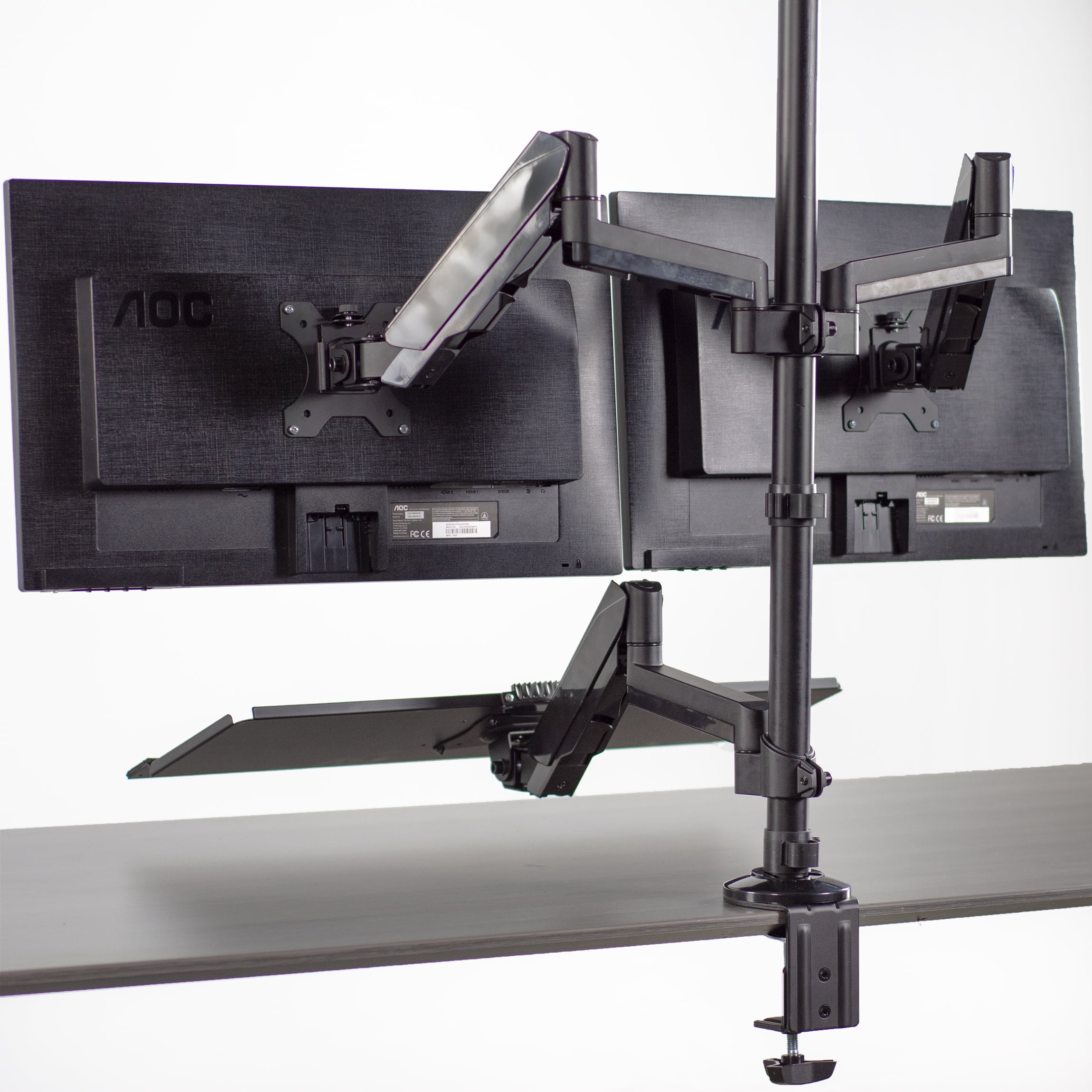 VIVO Black Dual Monitor Sit-Stand Desk Mount | Holds 2 Screens 17" to 32"