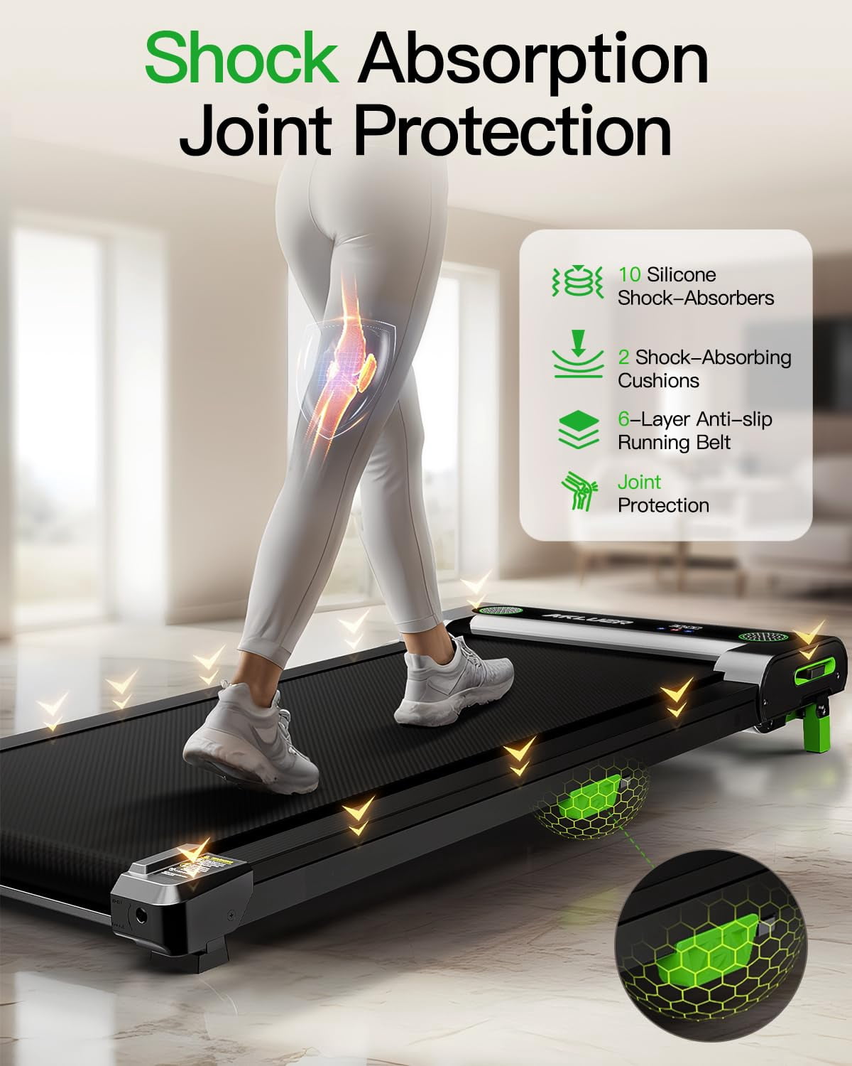 AKLUER Walking Pad Treadmill with Manual Incline, 2.5 HP Under Desk Treadmill for Home, LED Display & Remote Control, 0.6–4 MPH, 330 lbs Capacity