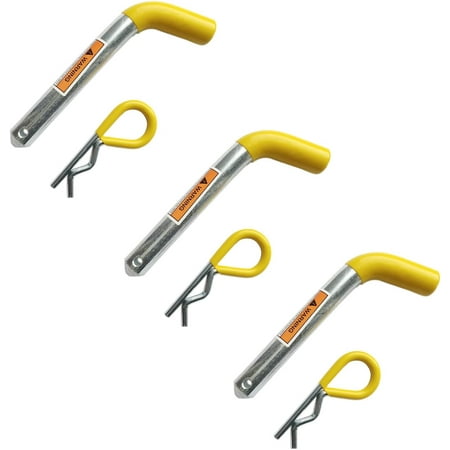 Pack Trailer Hitch Pin & Clip with Rubber-Coated Vinyl Yellow Grip," Diameter, Fits " Receiver