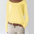 thumbnail image 3 of Women'S Long Sleeve Boat Neck Off Shoulder Blouse Tops Yellow M, 3 of 5