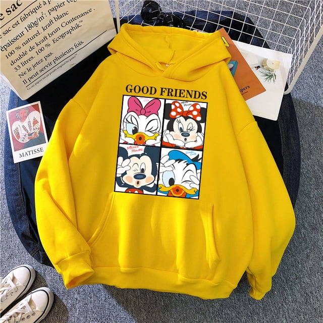 2024 Minnie Disney Sudadera con capucha Crop Top Mickey Mouse mujeres sudaderas con capucha niños niñas ropa de calle Harajuku