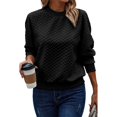 thumbnail image 2 of AXXD Black Basic Work Blouses for Women Summer 2024 Loose Trendy Button Round-Neck Long Sleeve Casual T-shirt Top Solid Blouse, 2 of 8
