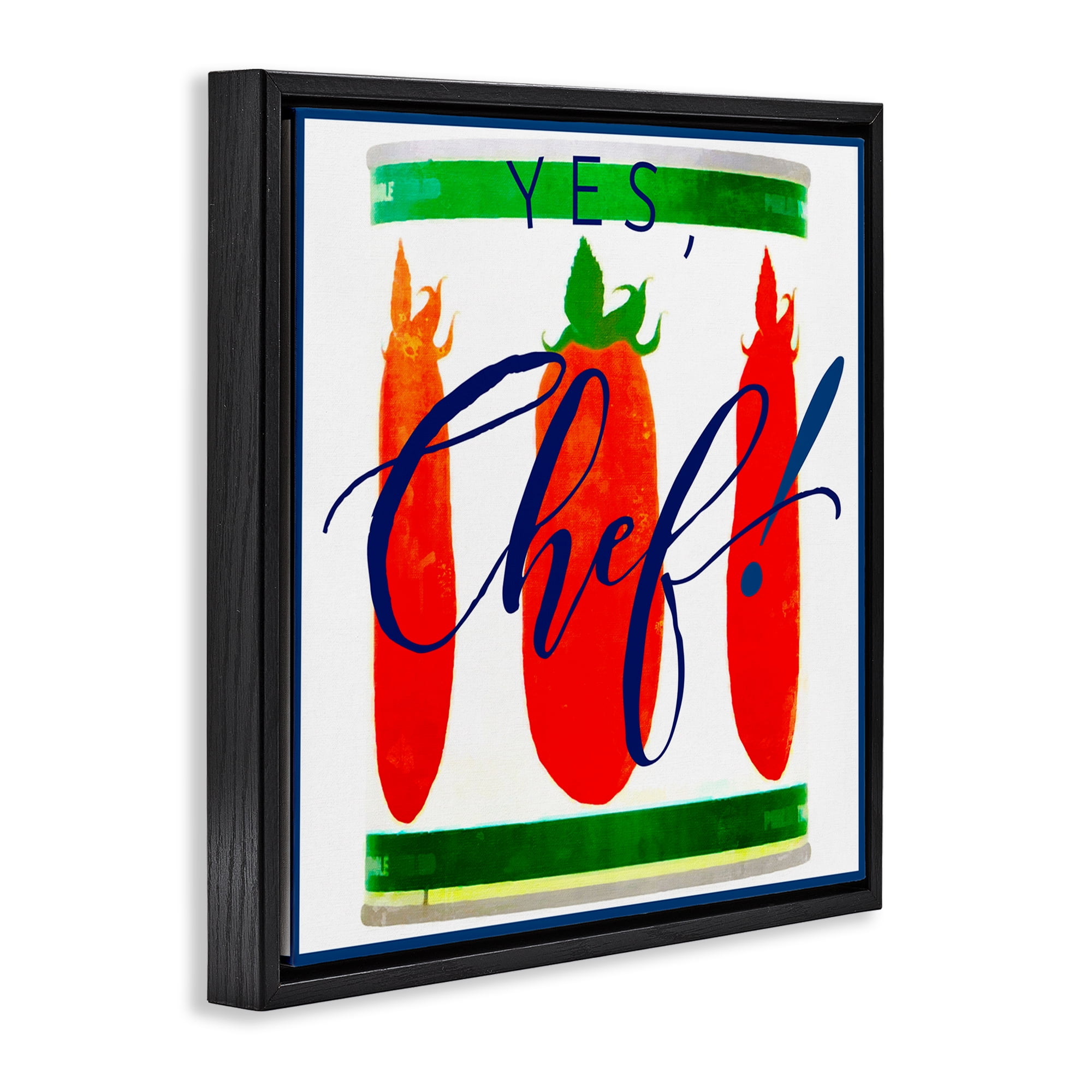 Stupell Industries Yes Chef Canned Goods Food & Beverage Painting Black Floater Framed Canvas Art Print Wall Art, 25 x 25