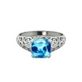 thumbnail image 2 of 14K White Gold 2 CT Aquamarine Ring Vintage Art Deco Filigree, 2 of 7
