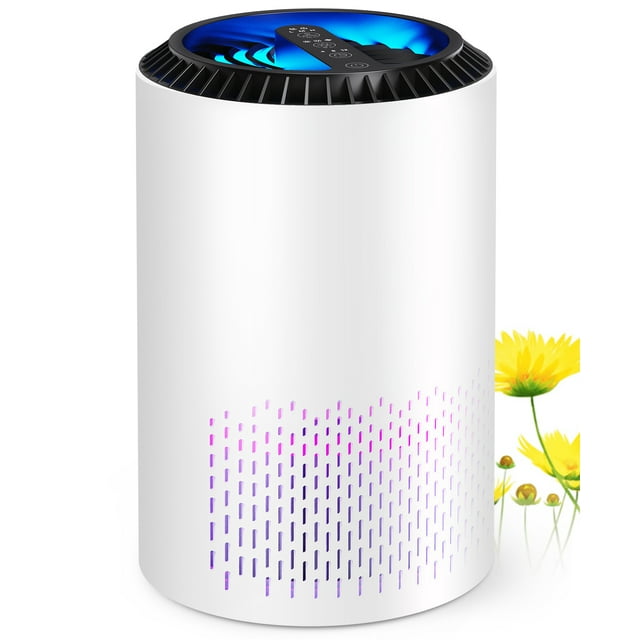 ALROCKET Air Purifiers for Home, High Efficient Hepa Air Cleaner For Smoke Pollen Dander Hair Smell Portable Air Purifier with Sleep Mode Speed Control For Bedroom Office Living Room Kitchen, White