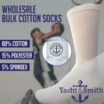 thumbnail image 5 of Yacht & Smith Mens Wholesale Bulk Cotton Socks, Athletic Sport Socks Shoe Size 10-13 (60 Pairs White), 5 of 7