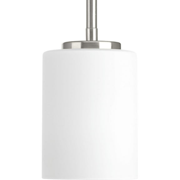 Open Box Replay Collection One-Light Brushed Nickel Etched White Glass Modern Mini-Pendant Light