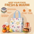 thumbnail image 5 of Pioneer Flower Floral Print Pattern Insulated Lunch Bag for Women & Adults,Large Portable Soft Cooler Lunch Bag,Thermal Food Storage Tote with Pearl Cotton,8.66L,8.75x5.75x9.5 Inch, 5 of 6