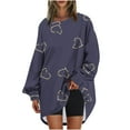 thumbnail image 4 of Long Sleeve Sweatshir Oversized T-Shirts for Women Crew Neck Tee Printed Casual Loose Vintage Pullover Tops Fall Tee (Navy S), 4 of 5