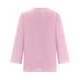 thumbnail image 5 of Womens Blouses Long Sleeve Shirt Women Casual Fashion Solid Color Button T-Shirt Long Sleeves One Shoulder Top Blouse Tops Pink-2 XL, 5 of 6