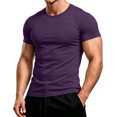 thumbnail image 3 of Mens T Shirts Casual Basic Short Sleeve Crewneck Tops Summer Gym Workout Athletic Lightweight Performance Tees Dark Purple L, 3 of 7