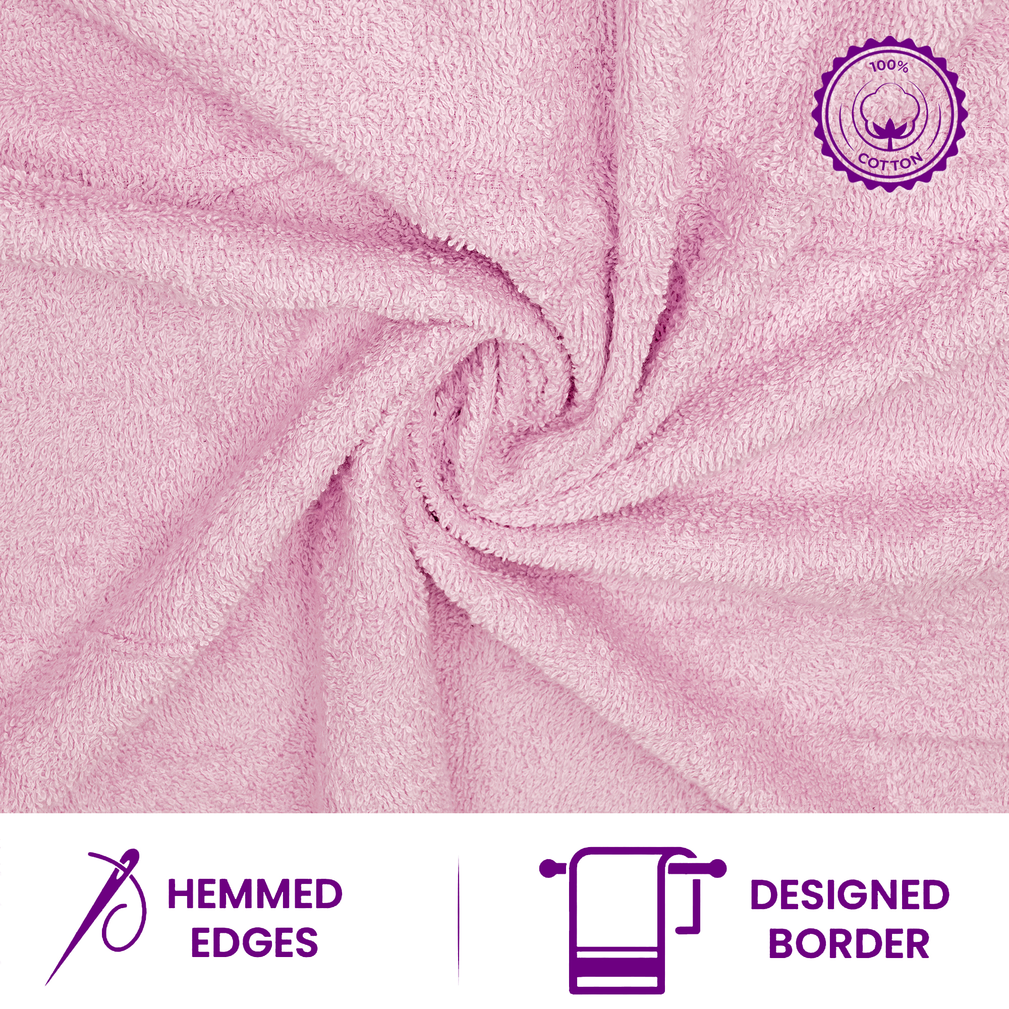 Casa Lino 6Pc Hand Towels for Gym & Spa (24" x 16") 100% Cotton, 400GSM, Ultra Soft & Absorbent (Blush)
