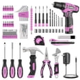 thumbnail image 3 of PULITUO 148-Piece Home Drill Set with 12V Pink Cordless Drill, Hand Tools, Tool Box, Ideal for Men, Women, and DIY Enthusiasts for Home Improvement, 3 of 9
