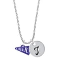 thumbnail image 1 of Delight Jewelry Acrylic 3/4" Navy Cheer Megaphone Silvertone Script Initial Disc - T - Charm Necklace, 20"+3", 1 of 4