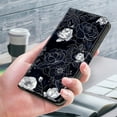 thumbnail image 6 of Allytechgroup Stylish iPhone 13 Pro Max Case Cover, Flip Cover Wallet Case with Card Slots, Magnetic Closure Stand Feature Shockproof PU Leather Phone Case for Apple iPhone 13 Pro Max,Black White Rose, 6 of 7