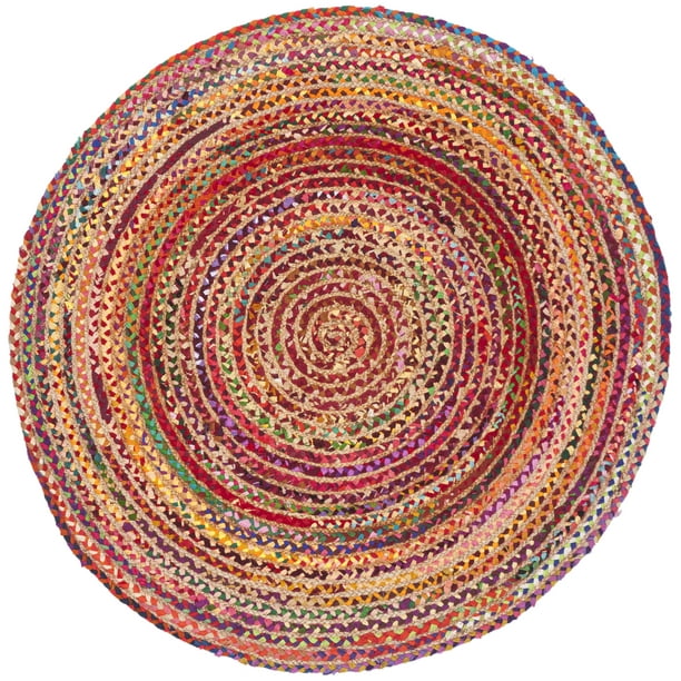 SAFAVIEH Cape Cod Alisia Colorful Braided Area Rug, 3' x 3' Round, Red