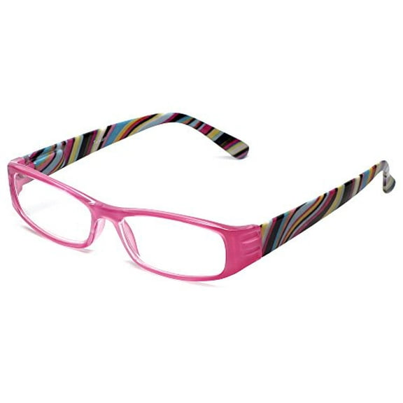 Calabria 734 Reading Glasses w/Wavy Striped Design&Matching Case in Pink 2.00