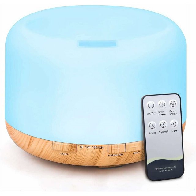Difusor ultrasónico de aromaterapia NQ 500 ml con control remoto Apagado automático 4 temporizadores luz de estado de ánimo