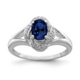 thumbnail image 4 of 925 Sterling Silver Rhodium-Plated Diamond and Created Sapphire Ring Size 5, 4 of 5