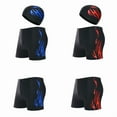 thumbnail image 3 of Men's Plus Size Boxer Swim Trunks with Swim Cap Set - Quick-Drying Polyester Fabric, Red Flame Design, 3XL (Fits 140-155 lbs) - Perfect for Sports, Leisure & Vacation Water Activities - Wholesale, 3 of 6