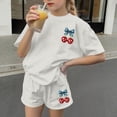 thumbnail image 5 of ATOGUTA Teen Outfits For Girls Kids Short Sleeve T-Shirts Elastic Waist Shorts Casual Summer 4th of July Clothing Sets Size 3T-15, White, 5 of 6