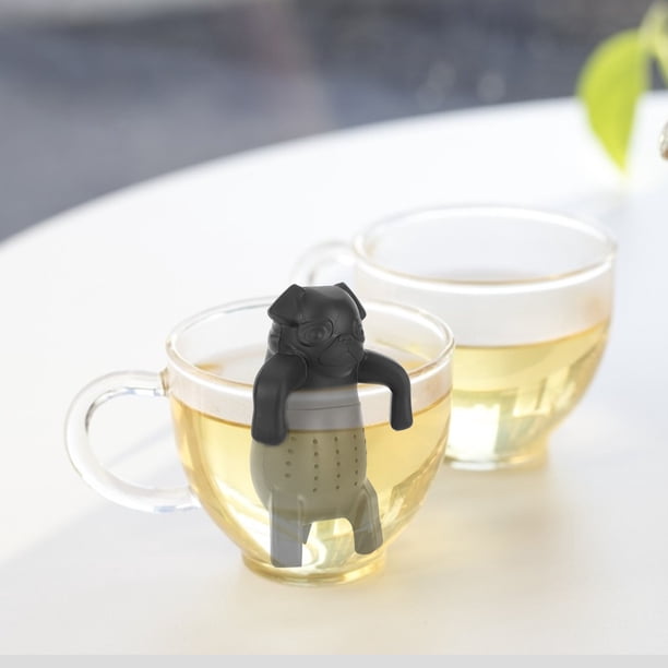 Filtro de té, infusor de té suelto de silicona con forma de perro de dibujos animados, colador de té de alto rendimiento
