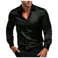 thumbnail image 2 of Durtebeua Men's Stretch Free Shirts Formal Wedding Prom Long Sleeve Slim Fit Button Down Shirt Black,S, 2 of 5