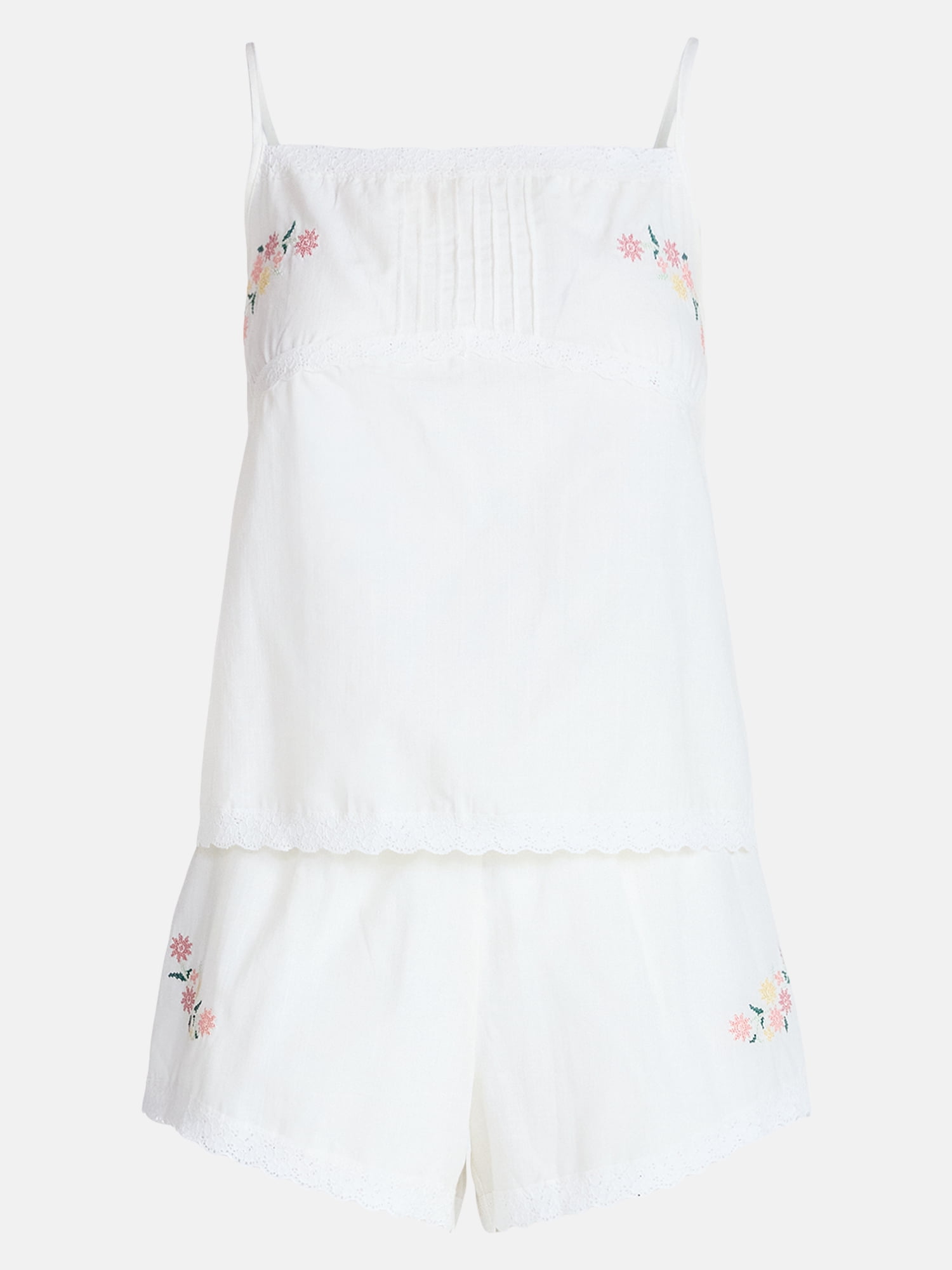 Joyspun Women's Sleep Cami and Shorts Set with Lace Trim, Sizes XS-3X