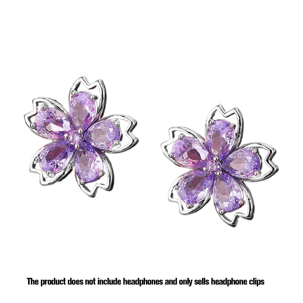 Rotating Flower Rhinestone Earbud Clip Accessory for Open Ear Headphones