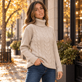 thumbnail image 2 of SOMER Sweaters for Women Casual Turtleneck Long Sleeve Loose Knit Pullover Sweater Fall Winter Clothes, 2 of 9