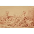 thumbnail image 2 of Jean-Baptiste Huet 18x13 Gold Ornate Wood Frame and Double Matted Museum Art Print Titled - Shepherdess Sitting with Her Dog, 2 of 4