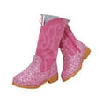 thumbnail image 3 of yocbz Cowgirl Boots for Kids Girls Boys Western Glitter Cowboy Boots Mid Calf Boots Little Big Kids Horse Riding Shoes Party Birthday Dress Up Hot Pink,US 1.5, 3 of 9