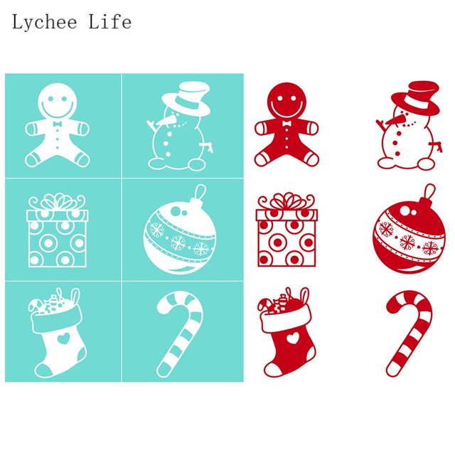Lychee Life Feliz Navidad autoadhesivo serigrafía plantilla malla transferencias reutilizable para camisetas bolsos manualidades Diy