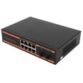 thumbnail image 2 of Switch PoE de 10 puertos 8 puertos PoE de 1000 M 2 puertos de enlace ascendente de 1000 M Conmutador Gigabit no administrado sin ventilador de metal de 150 W Enchufe estadounidense 100‑240 V, 2 of 10