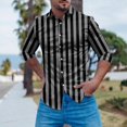 thumbnail image 4 of Camisas Para Hombre Camisa de manga larga con botón de solapa y estampado digital abstracto casual para hombre (Grey, M), 4 of 5