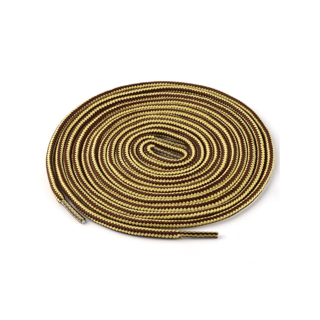 INSPIRE CHIC Unisex Round Rope Dual Colored Striped 1/5 Thick Boot Shoelace 70cm / 27.55" Yellow Black Brown
