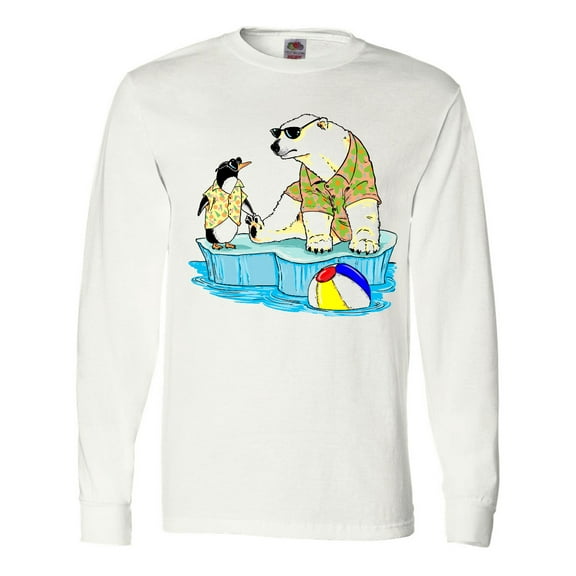 Inktastic Penguin and Polar Bear Iceberg Beach Bums Long Sleeve T-Shirt