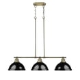 thumbnail image 1 of Golden Lighting 3602-3LP AB-BK Duncan AB 3 Light Linear Pendant, Gold - Black Shades, 1 of 1